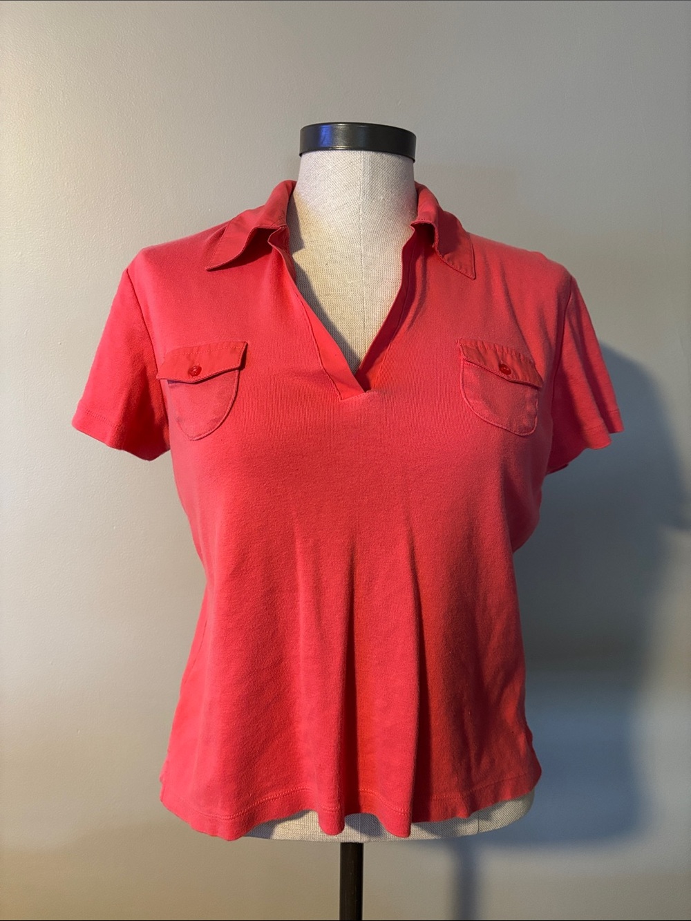 Women’s Short-Sleeve Polo Tee in Coral Pink